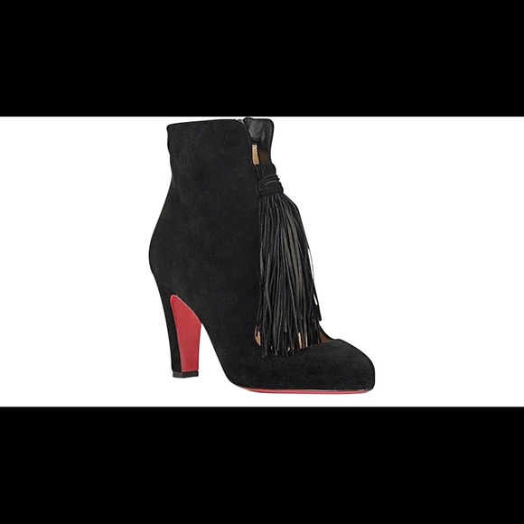 NWT LOUBOUTIN SUEDE TASSEL FRINGE BOOTS/ Booties. - Picture 6 of 8